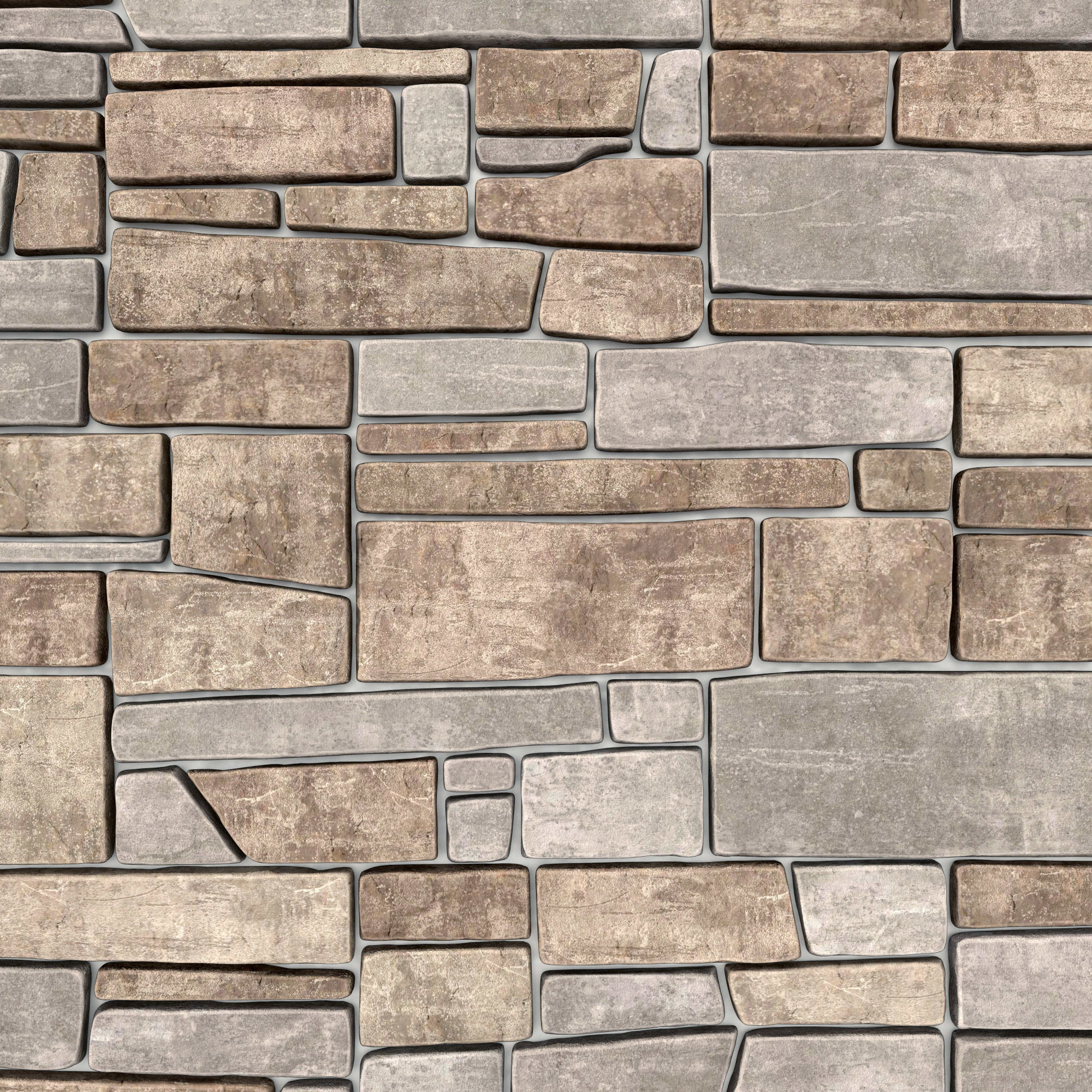 Wall stone clincer panel many part n1 3D model_11