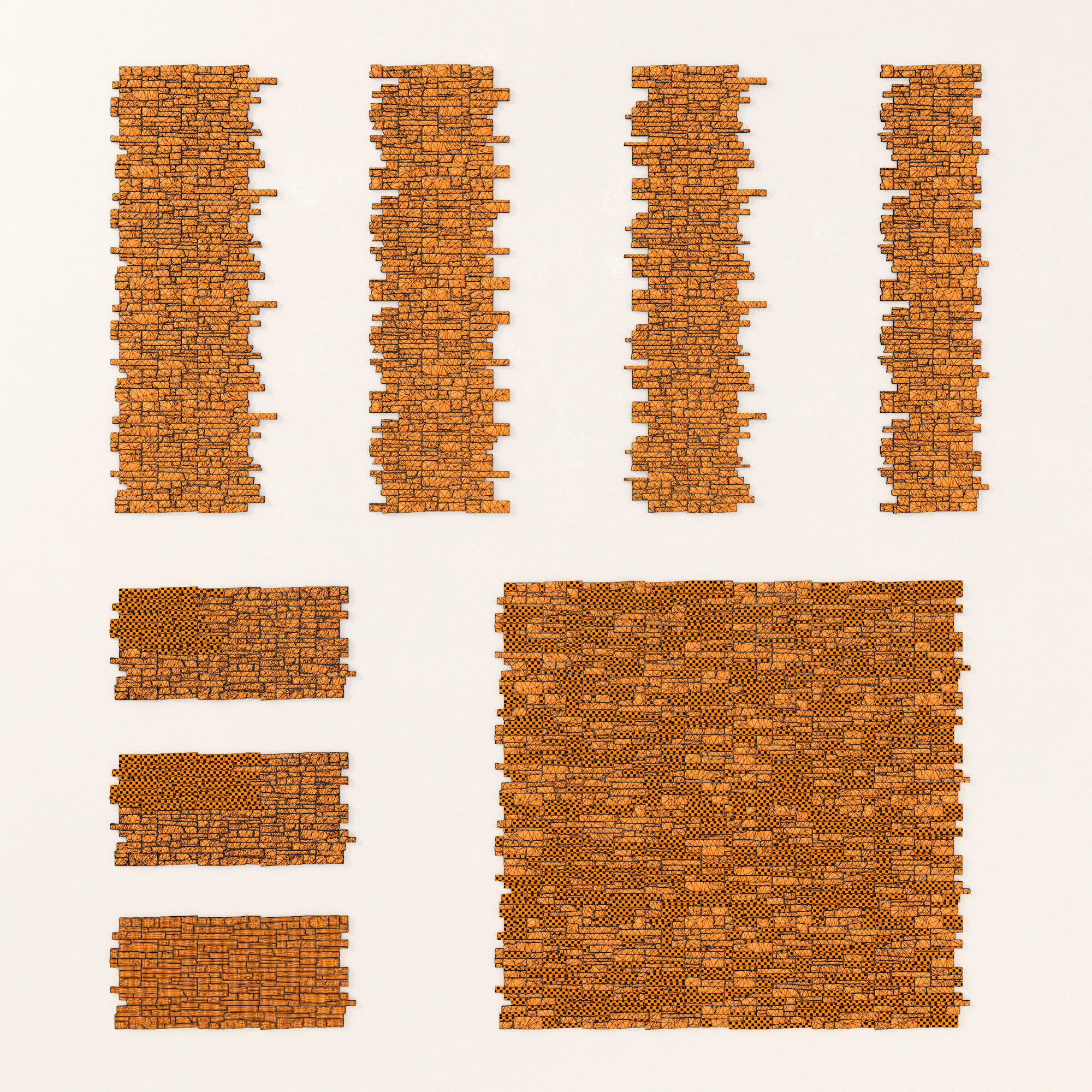 Wall stone clincer panel many part n1 3D model_13