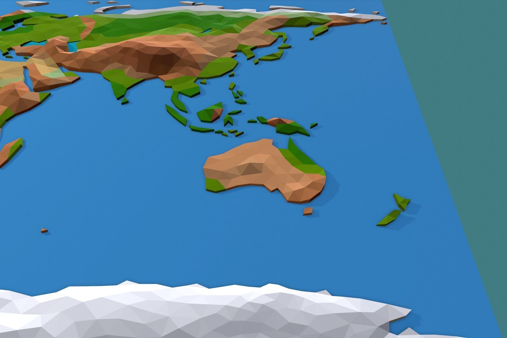 Low Poly World Map Low-poly 3D model_5