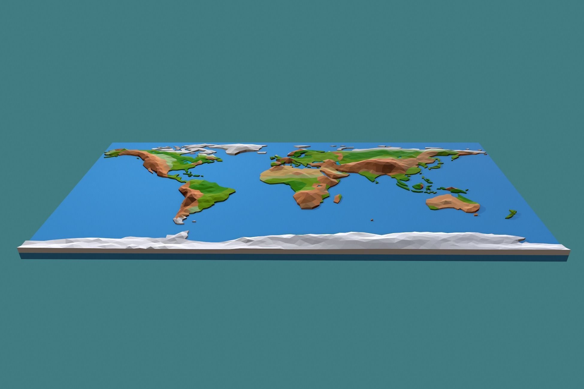 Low Poly World Map Low-poly 3D model_2