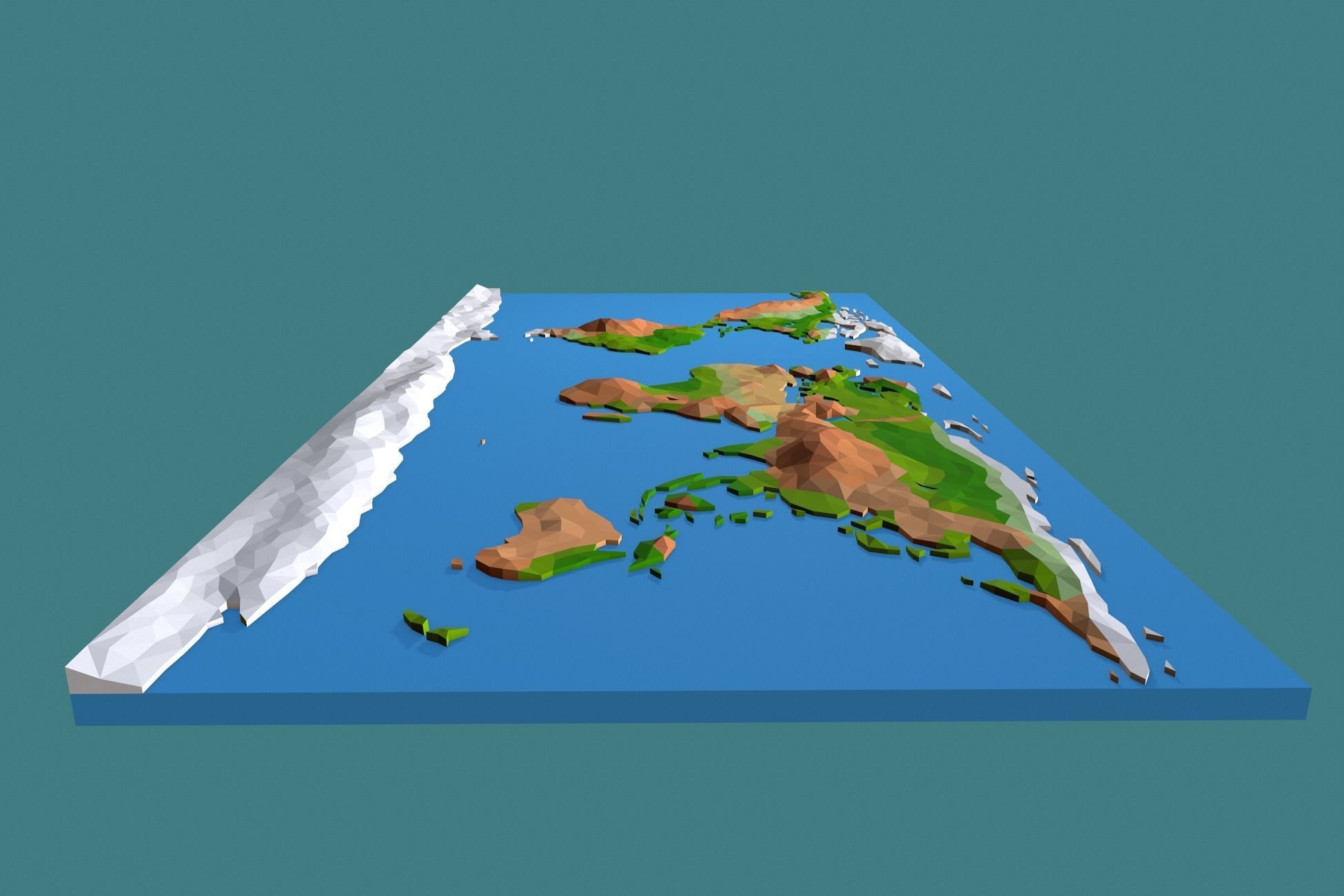 Low Poly World Map Low-poly 3D model_7