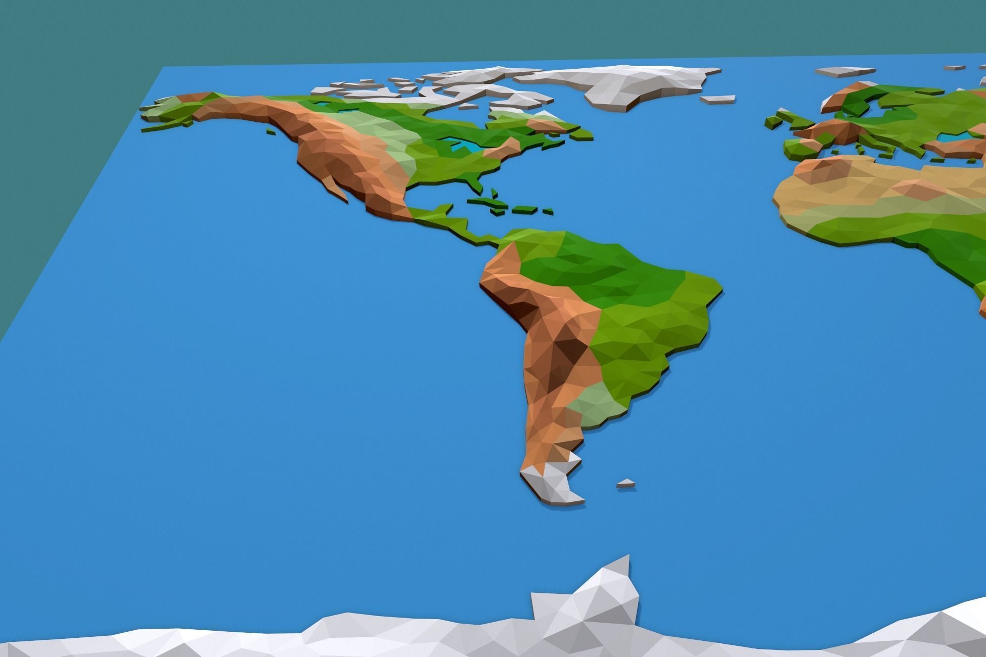 Low Poly World Map Low-poly 3D model_3