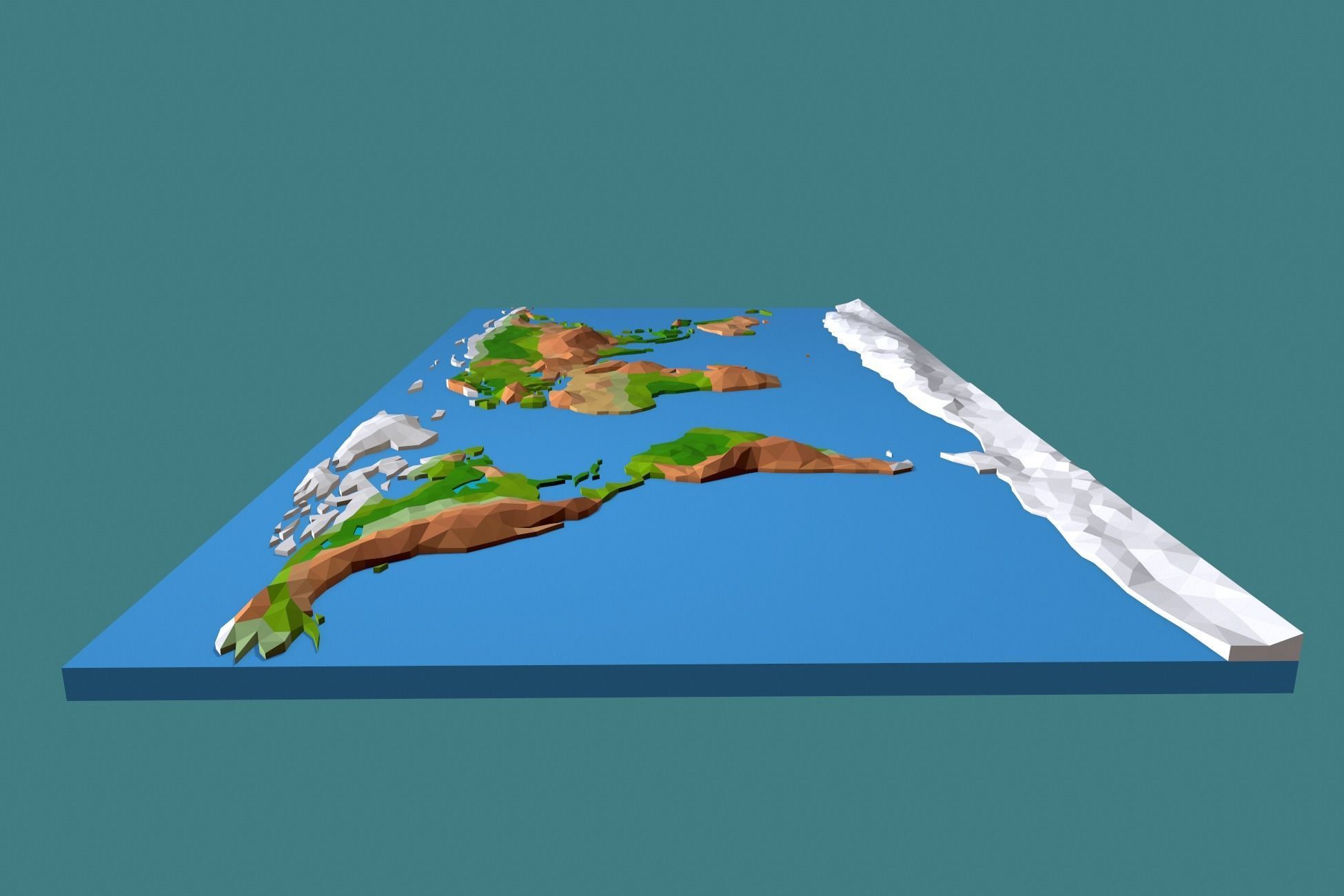 Low Poly World Map Low-poly 3D model_6