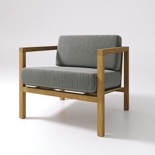 L Armchair lounge chair made of wood and fabric Free 3D model