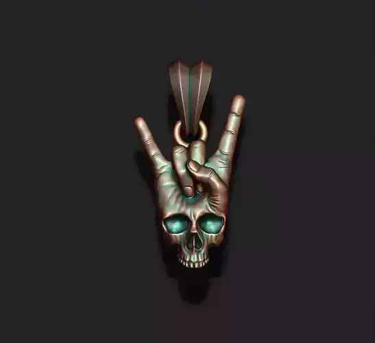 Rock skull hand pendant