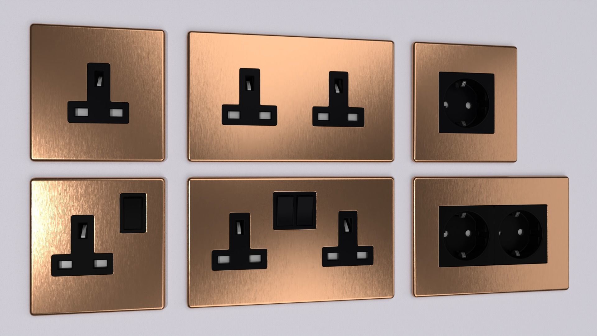 D and R Electrical Sockets or Outlets and Switches 3D model_8