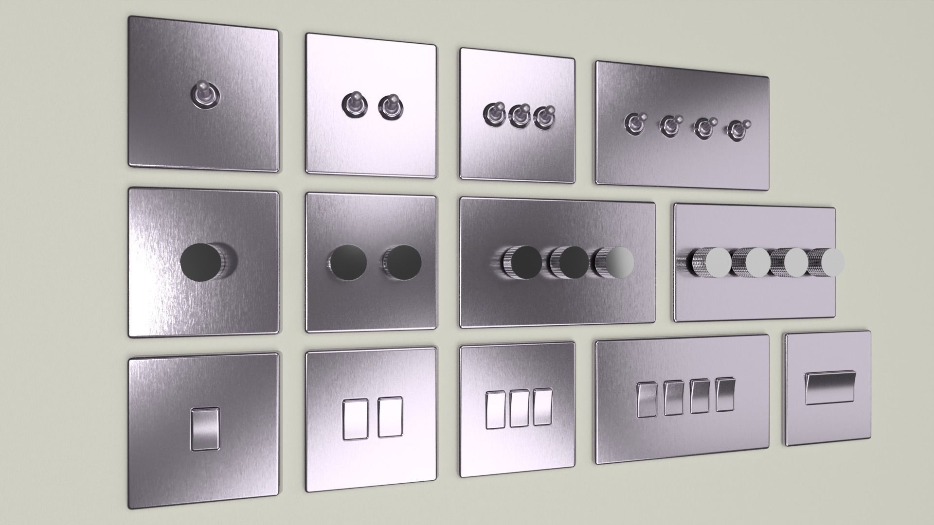D and R Electrical Sockets or Outlets and Switches 3D model_16