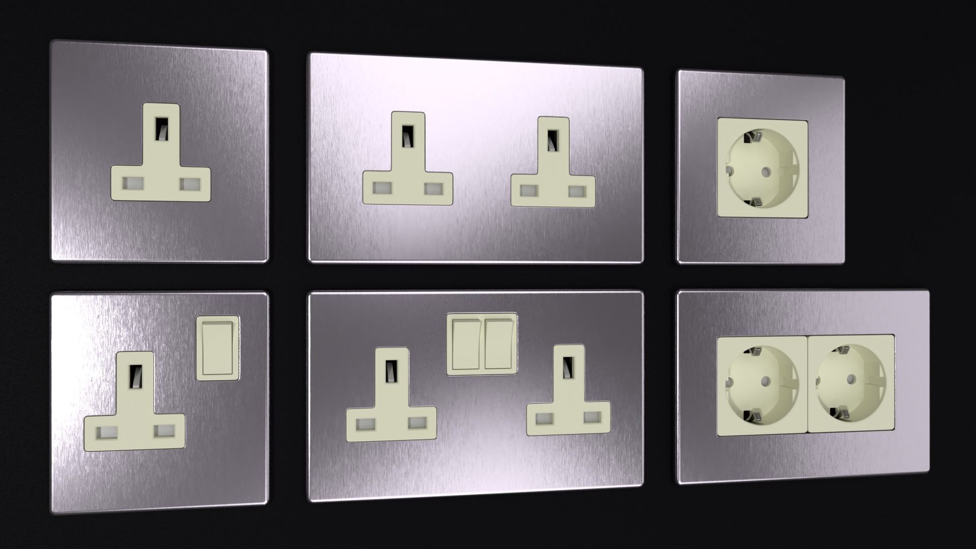 D and R Electrical Sockets or Outlets and Switches 3D model_9