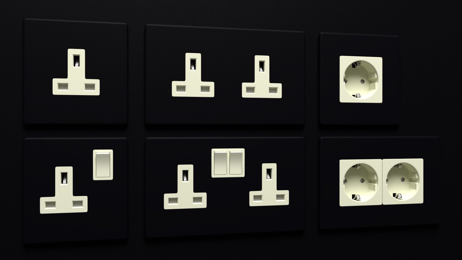 D and R Electrical Sockets or Outlets and Switches 3D model_7