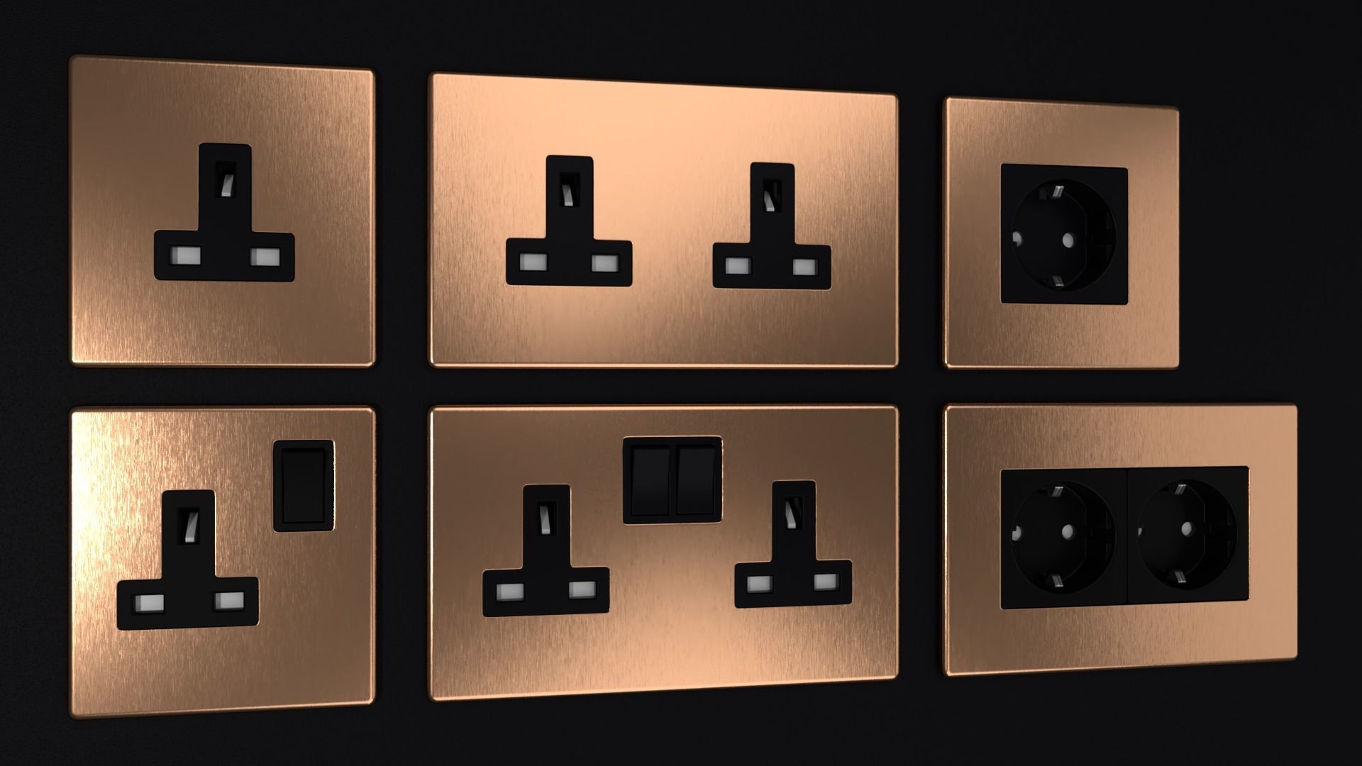 D and R Electrical Sockets or Outlets and Switches 3D model_1