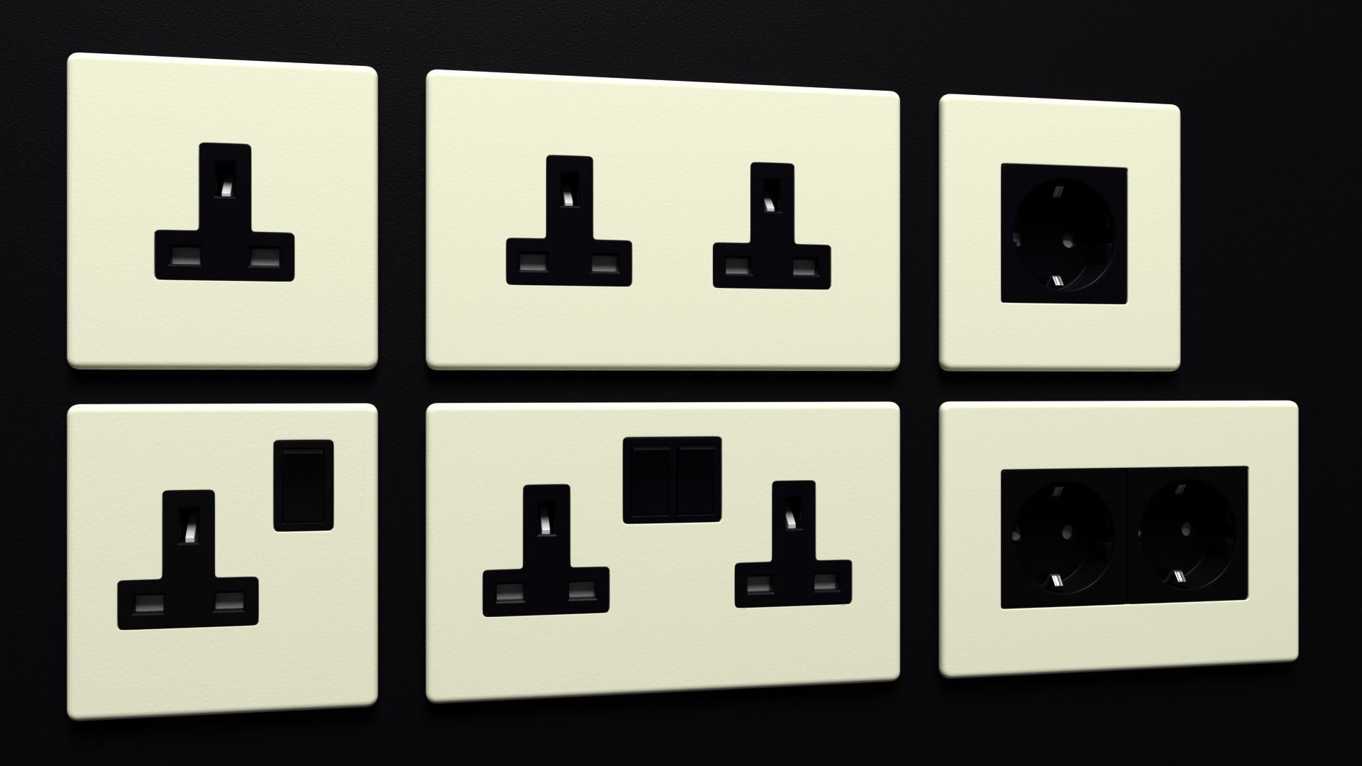 D and R Electrical Sockets or Outlets and Switches 3D model_10