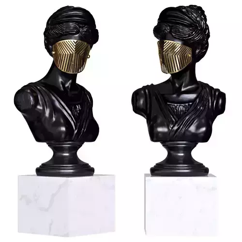Bust Woman in Mask Figurine