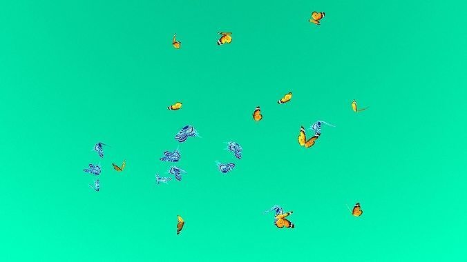 butterflies flying in air Low-poly 3D model