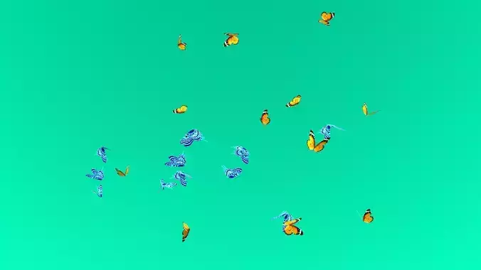 butterflies flying in air Low-poly 3D model