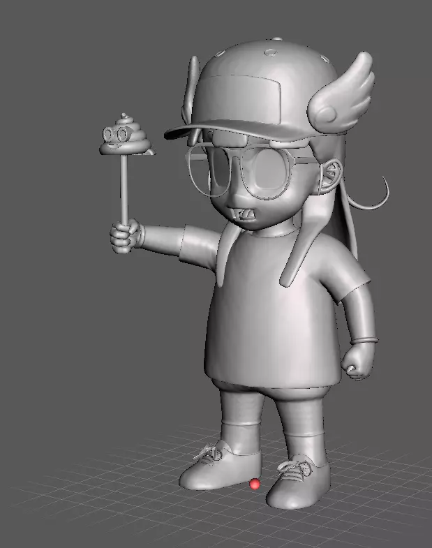 Arale 3D Model cartoon character holding toy Free 3D print model