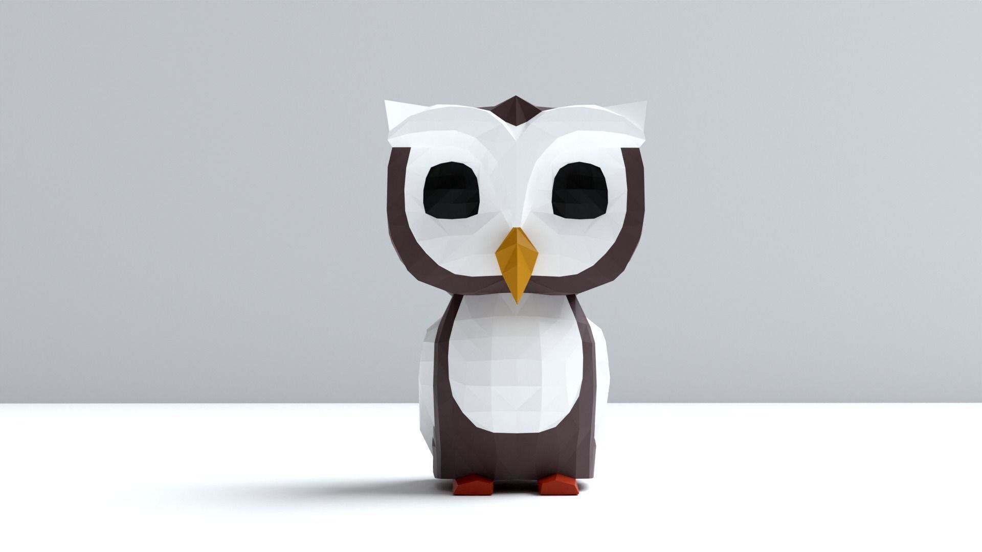 Owl Low Poly made of paper Low-poly 3D model_2