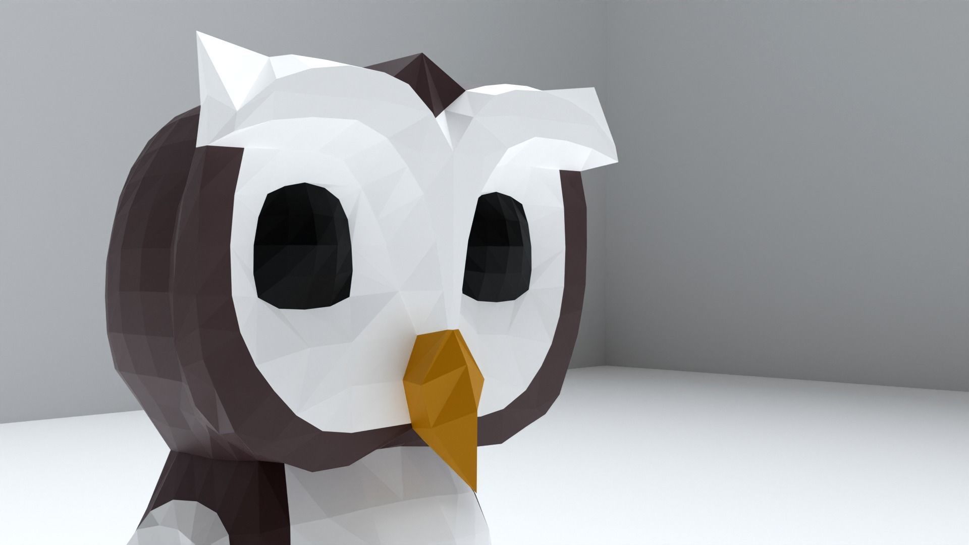 Owl Low Poly made of paper Low-poly 3D model_3