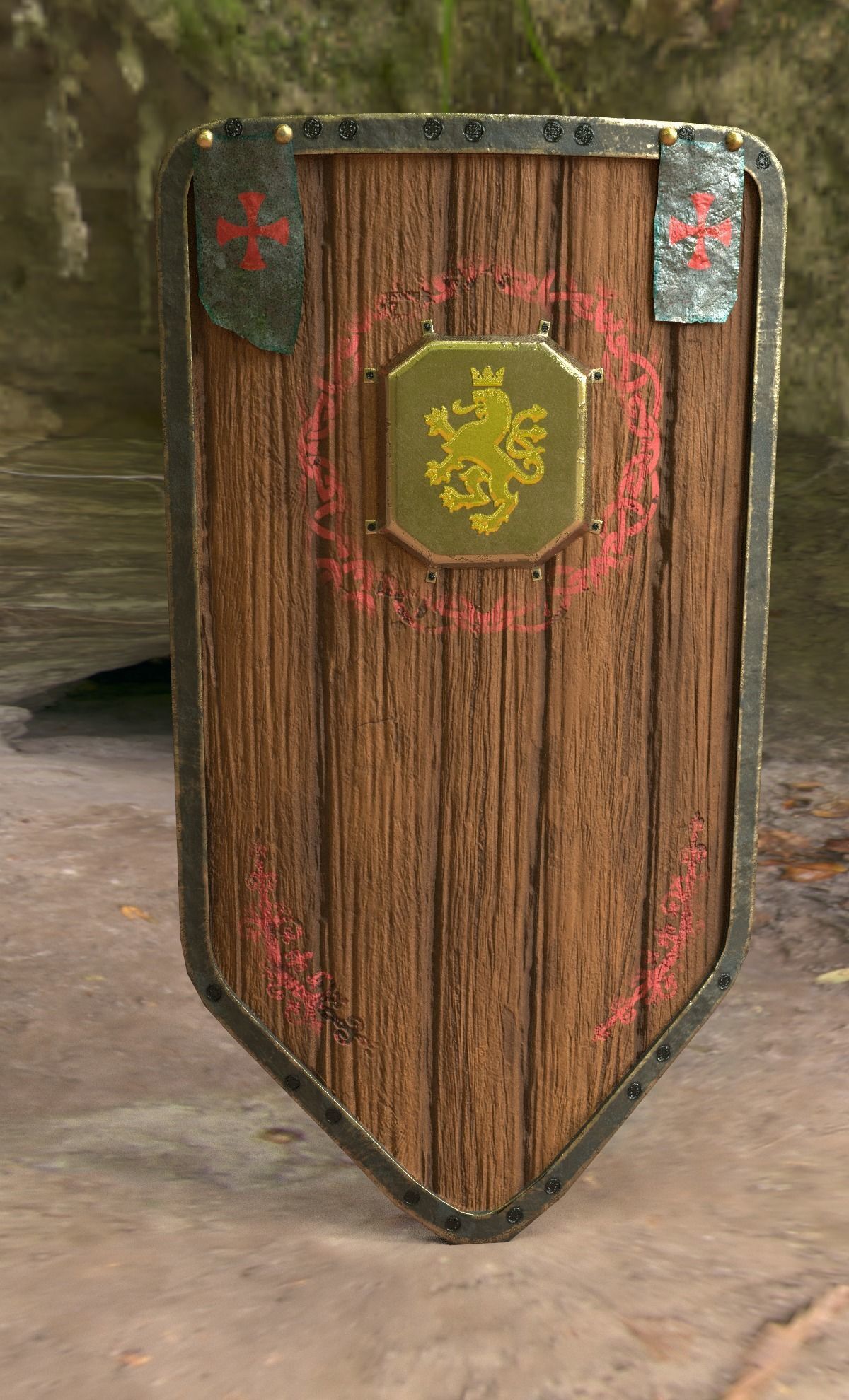 Medieval shield Low-poly 3D model_1