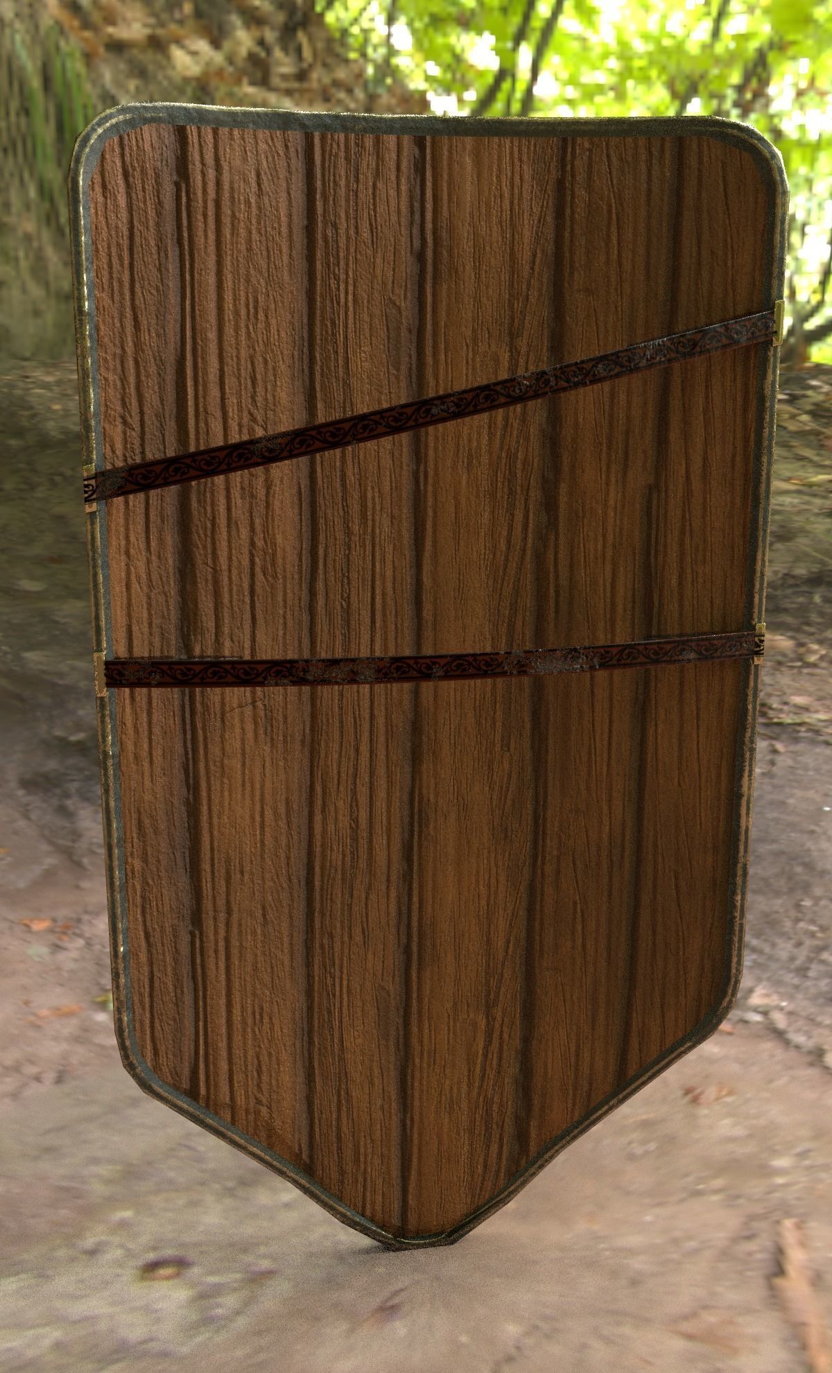 Medieval shield Low-poly 3D model_4