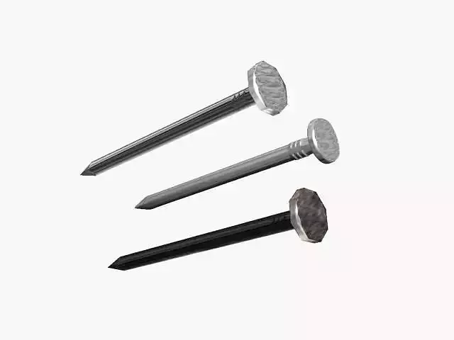 nails three metal Low-poly 3D model