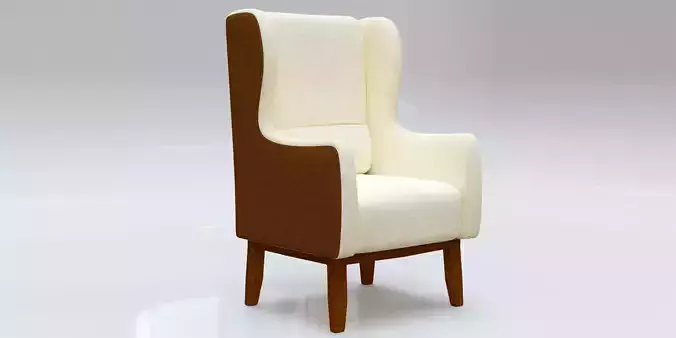 White Fabric and Leather Armchair