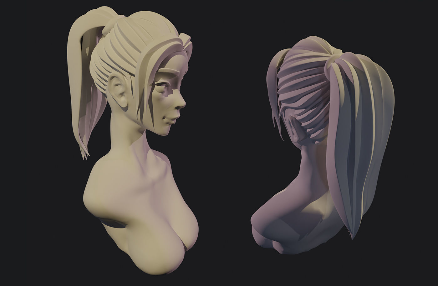 2 stylized heads 3D model_2