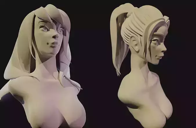 2 stylized heads