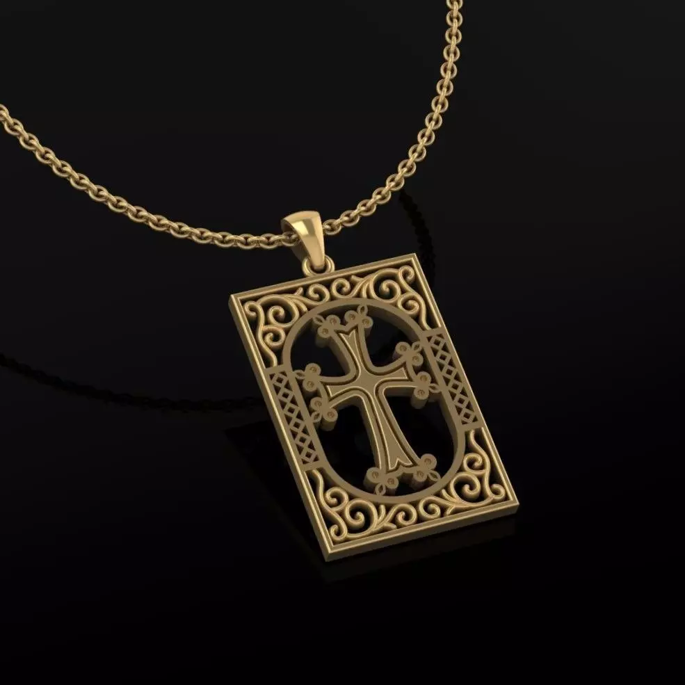 Armenian Cross Pendant 3D print model_0