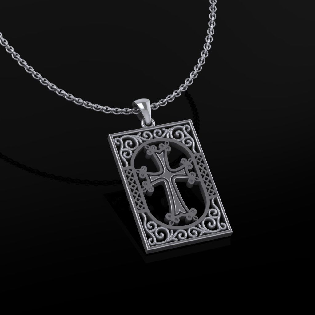Armenian Cross Pendant 3D print model_1