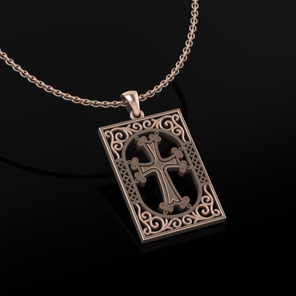 Armenian Cross Pendant 3D print model_2
