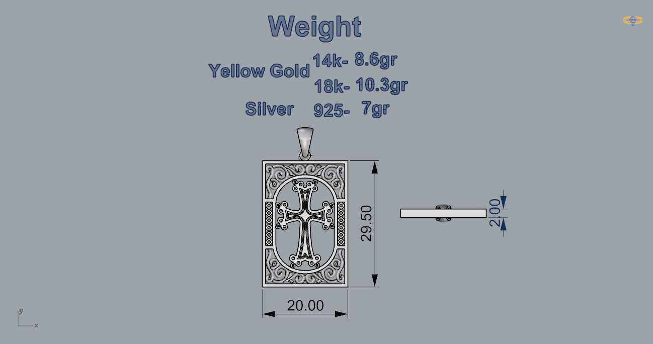 Armenian Cross Pendant 3D print model_3