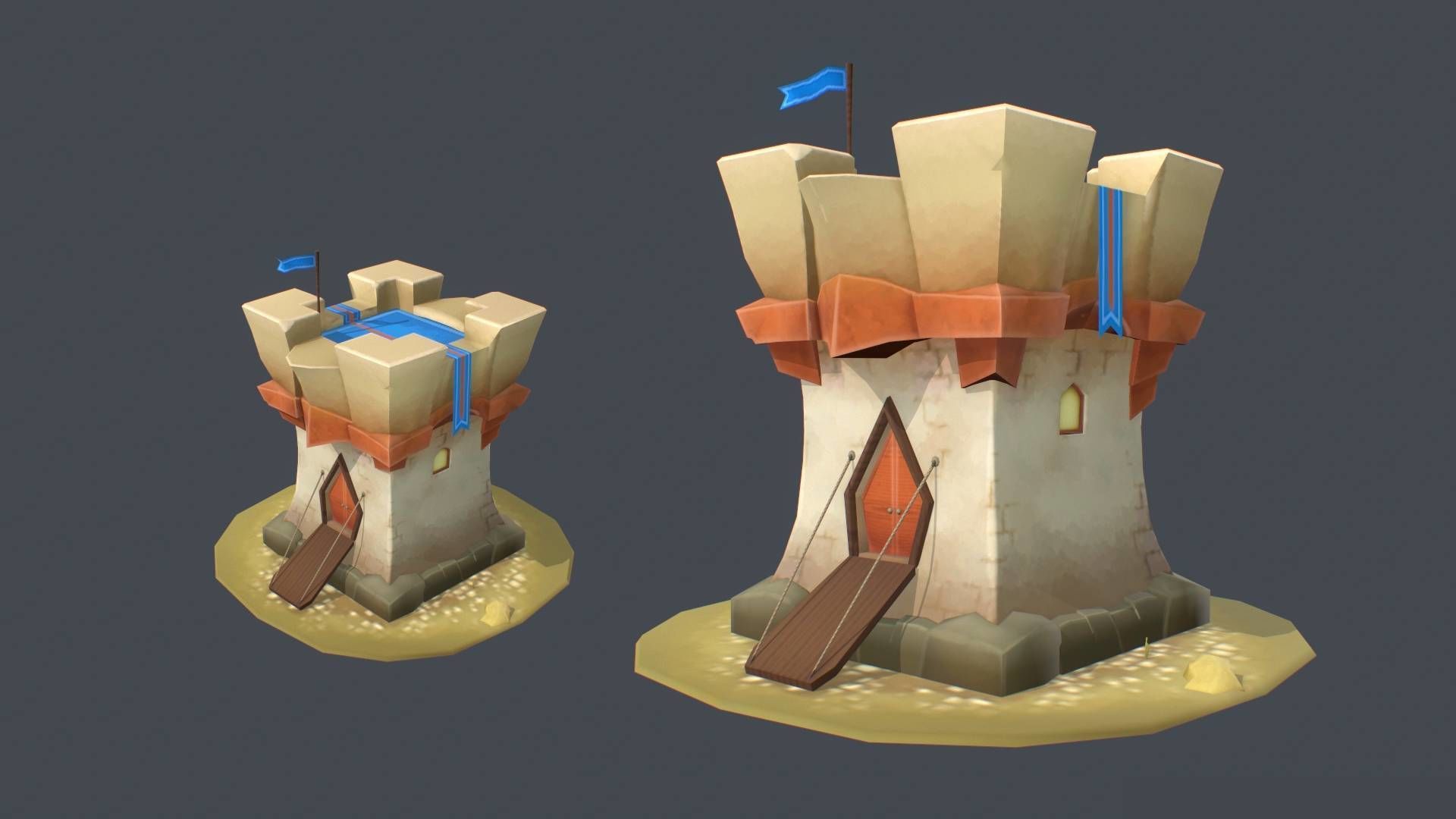 Lowpoly Defence Tower  Low-poly 3D model_3