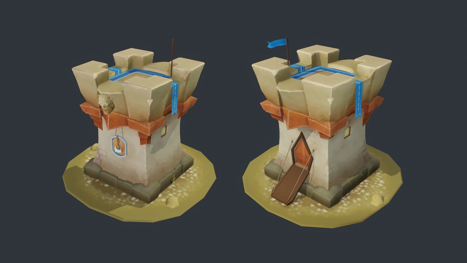 Lowpoly Defence Tower  Low-poly 3D model_1