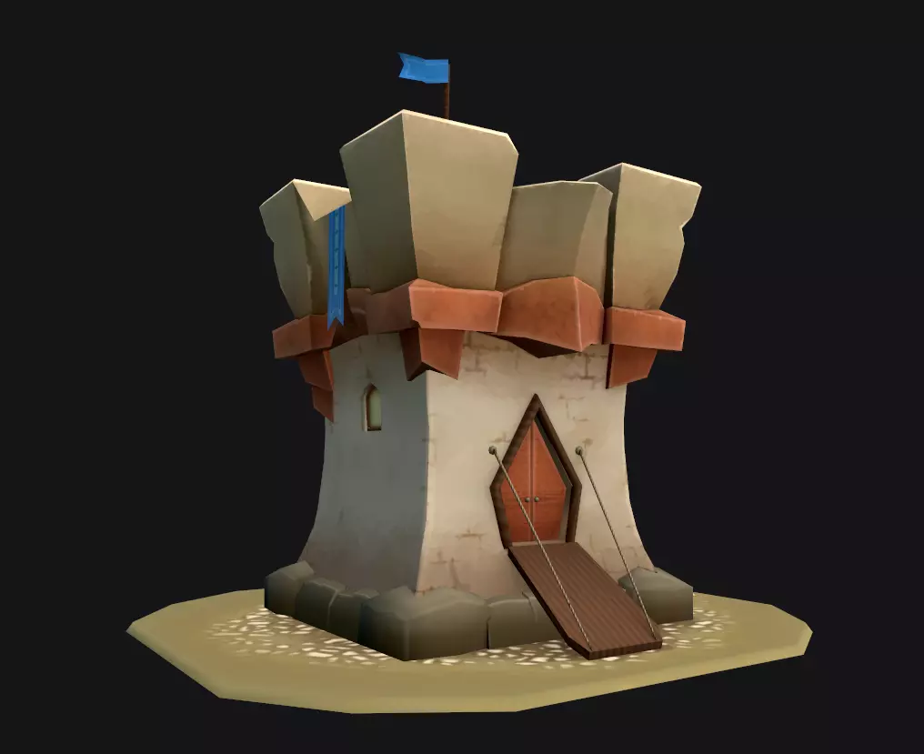 Lowpoly Defence Tower  Low-poly 3D model_0
