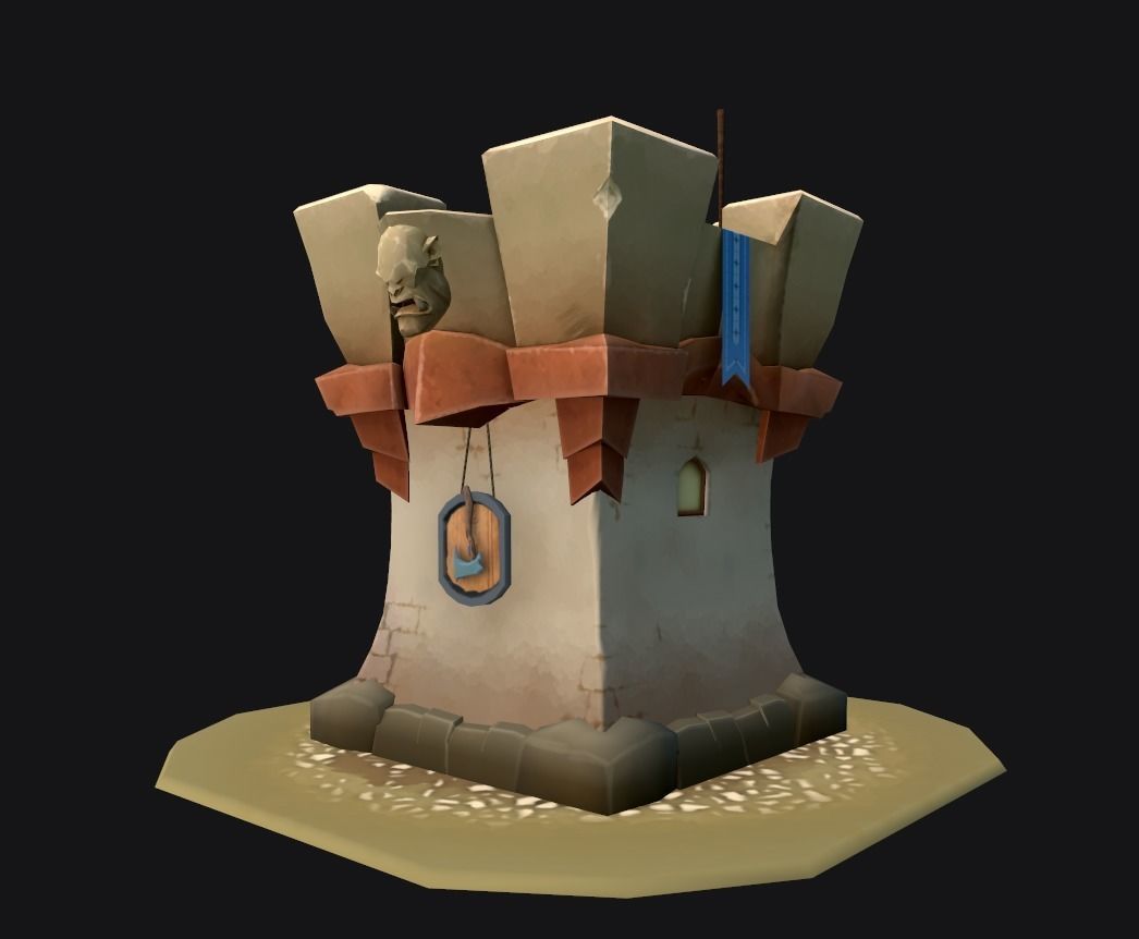 Lowpoly Defence Tower  Low-poly 3D model_2