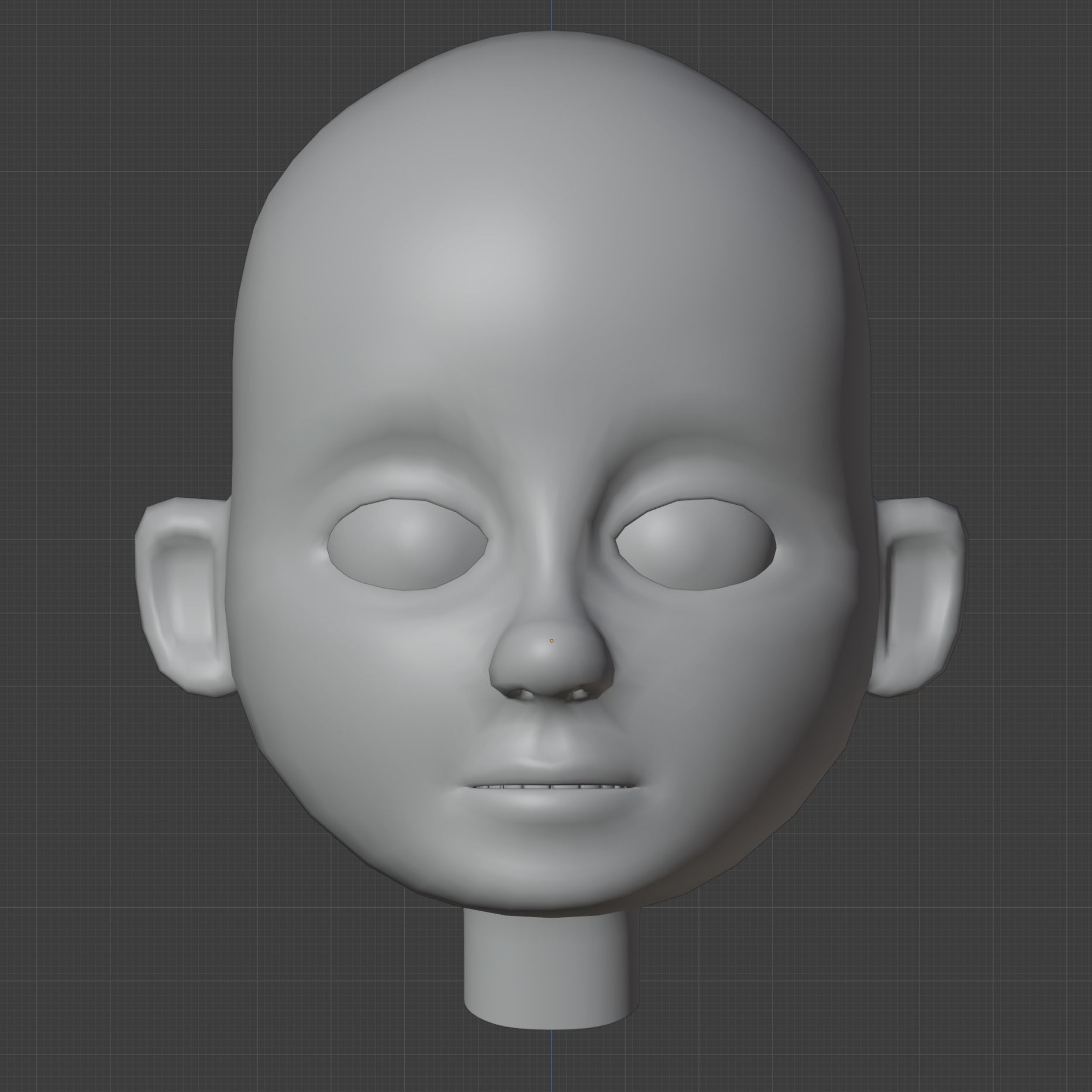 Cartoon Character Face Head Base Mesh Low-poly 3D model_2