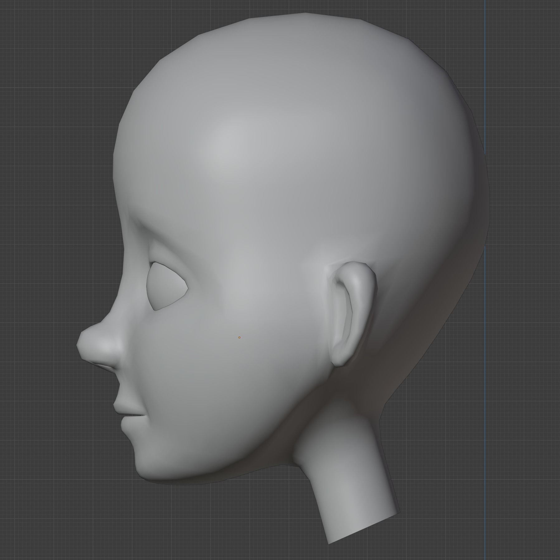Cartoon Character Face Head Base Mesh Low-poly 3D model_3