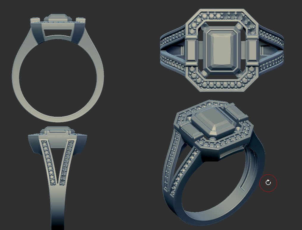 emerald ring  3D print model 3D print model_4