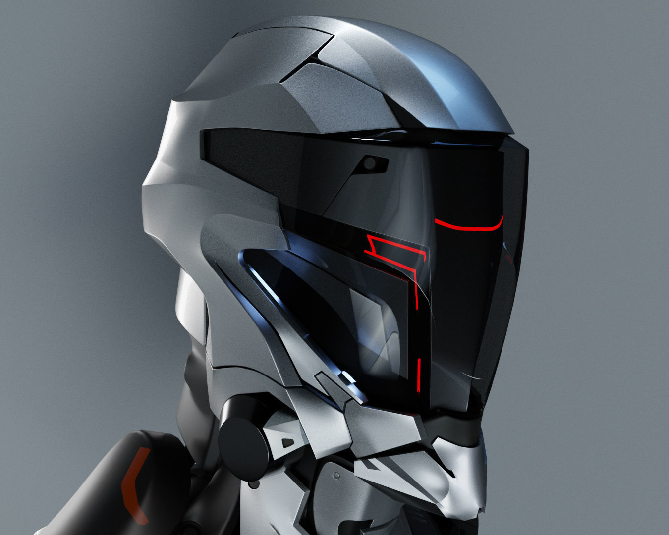 Cyberpunk robot 3D model_1