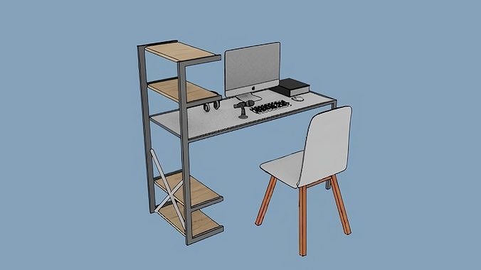 Stylized desk set up for Daz 3d and blender Low-poly 3D model