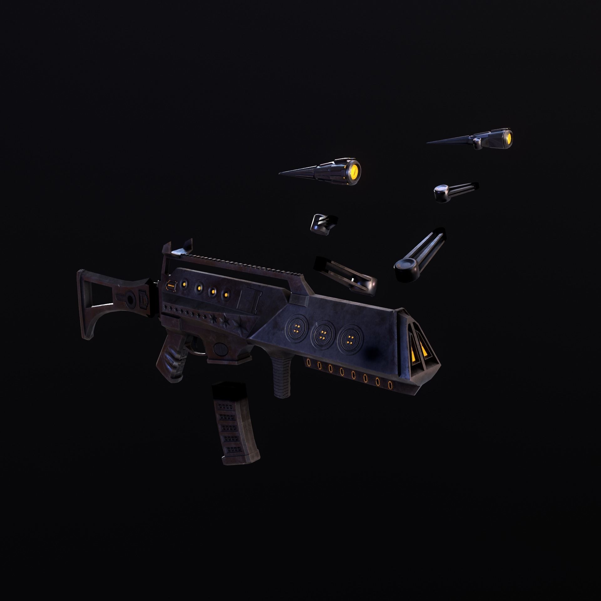 Sci-Fi Spider Riffle Low-poly 3D model_7