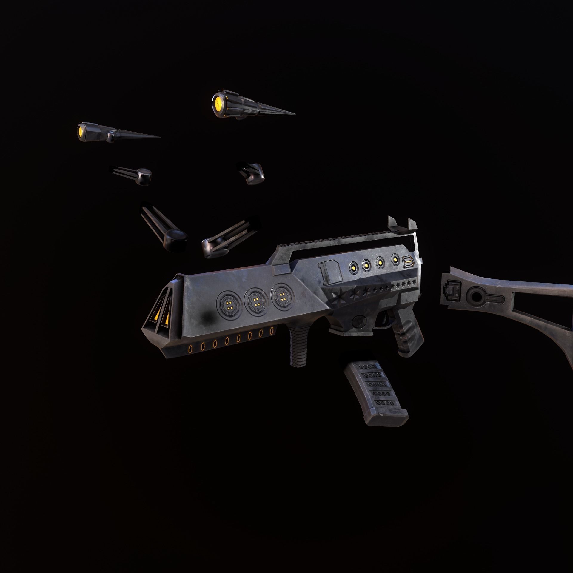 Sci-Fi Spider Riffle Low-poly 3D model_8