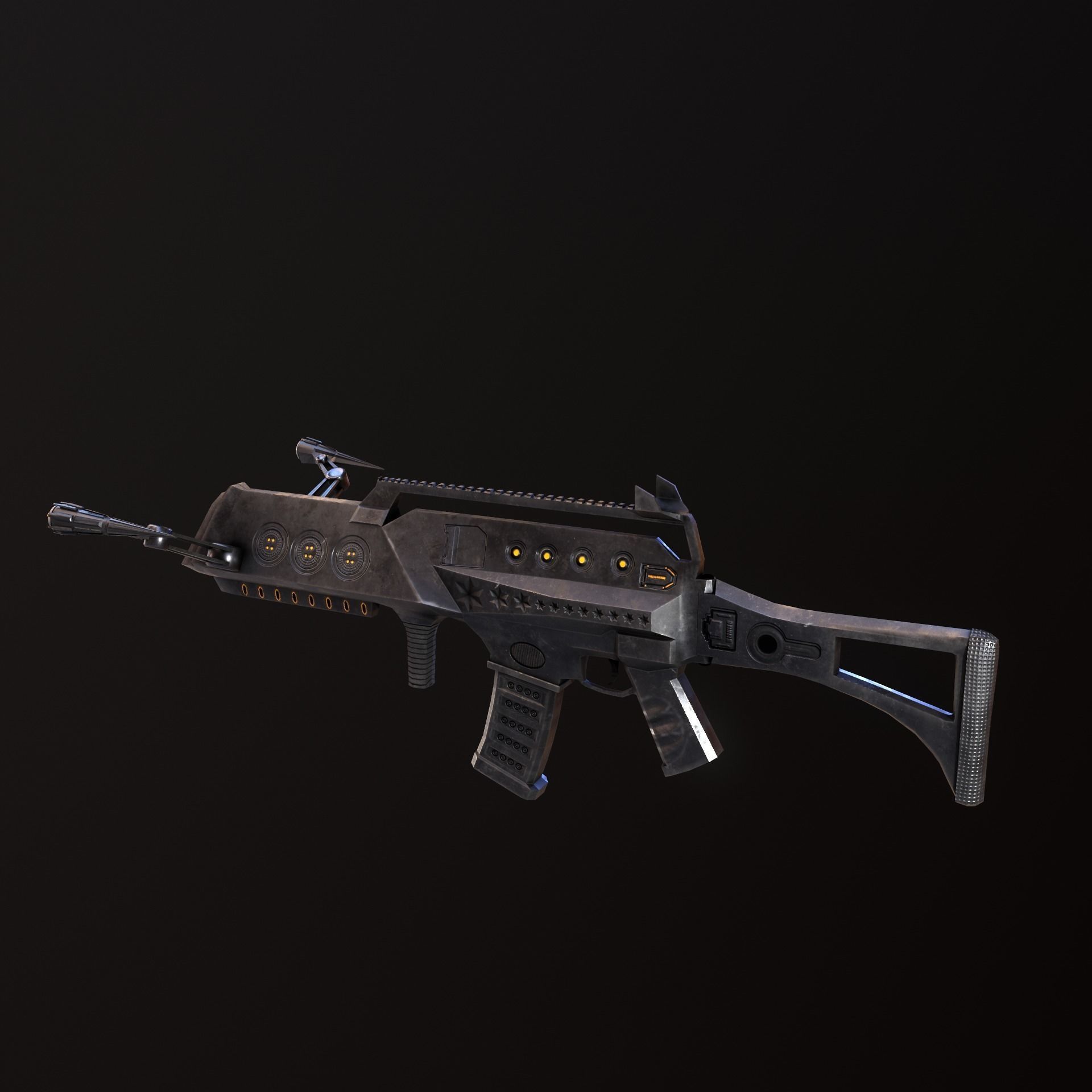 Sci-Fi Spider Riffle Low-poly 3D model_2