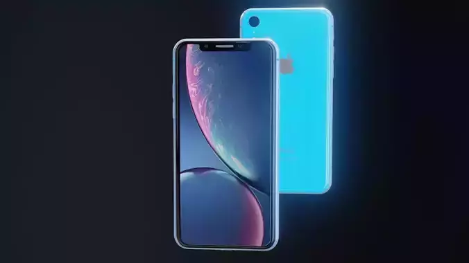 I Phone XR 3d model Blue Colour 3D model