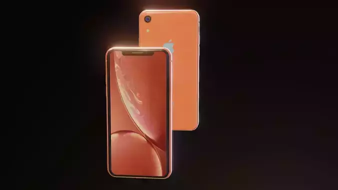 I Phone XR 3d model Orange Colour 3D model