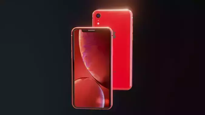 I Phone XR 3d model Red Colour 3D model