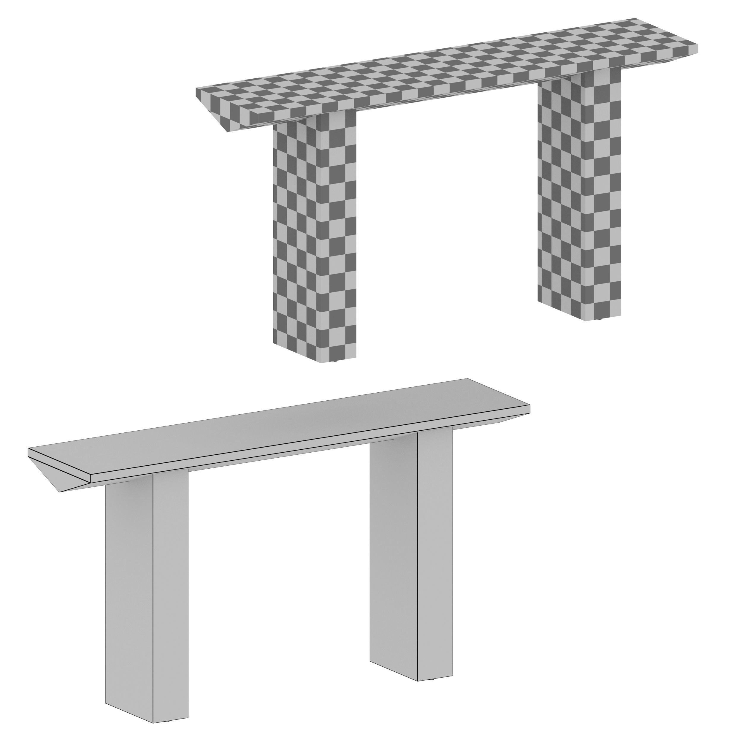 Van Charcoal Wood Console Table Crate and Barrel 3D model_10