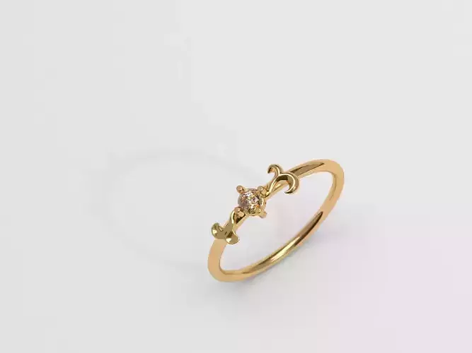 Thin baroque pattern ring with stone