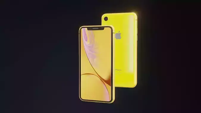 I Phone XR 3d model Yellow Colour 3D model