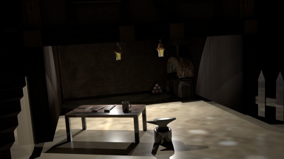 Medieval Blacksmith House Low-poly 3D model_1